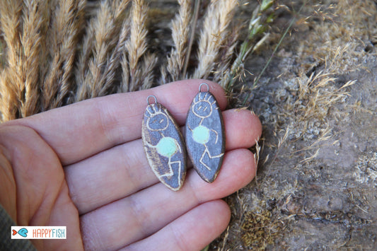 Dancing couple, a pair of ceramic earring dangles