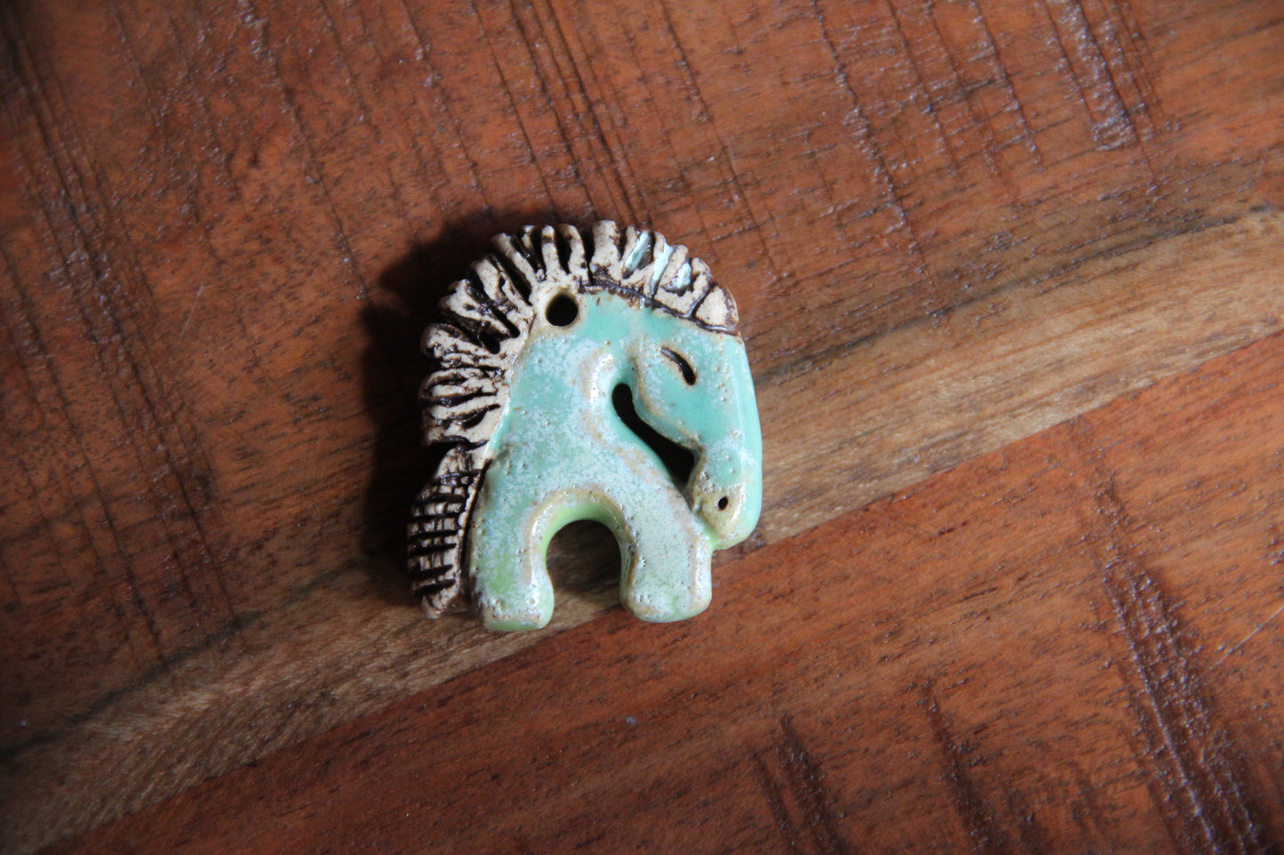 Horse Bothsided Stoneware Rustic Pendant
