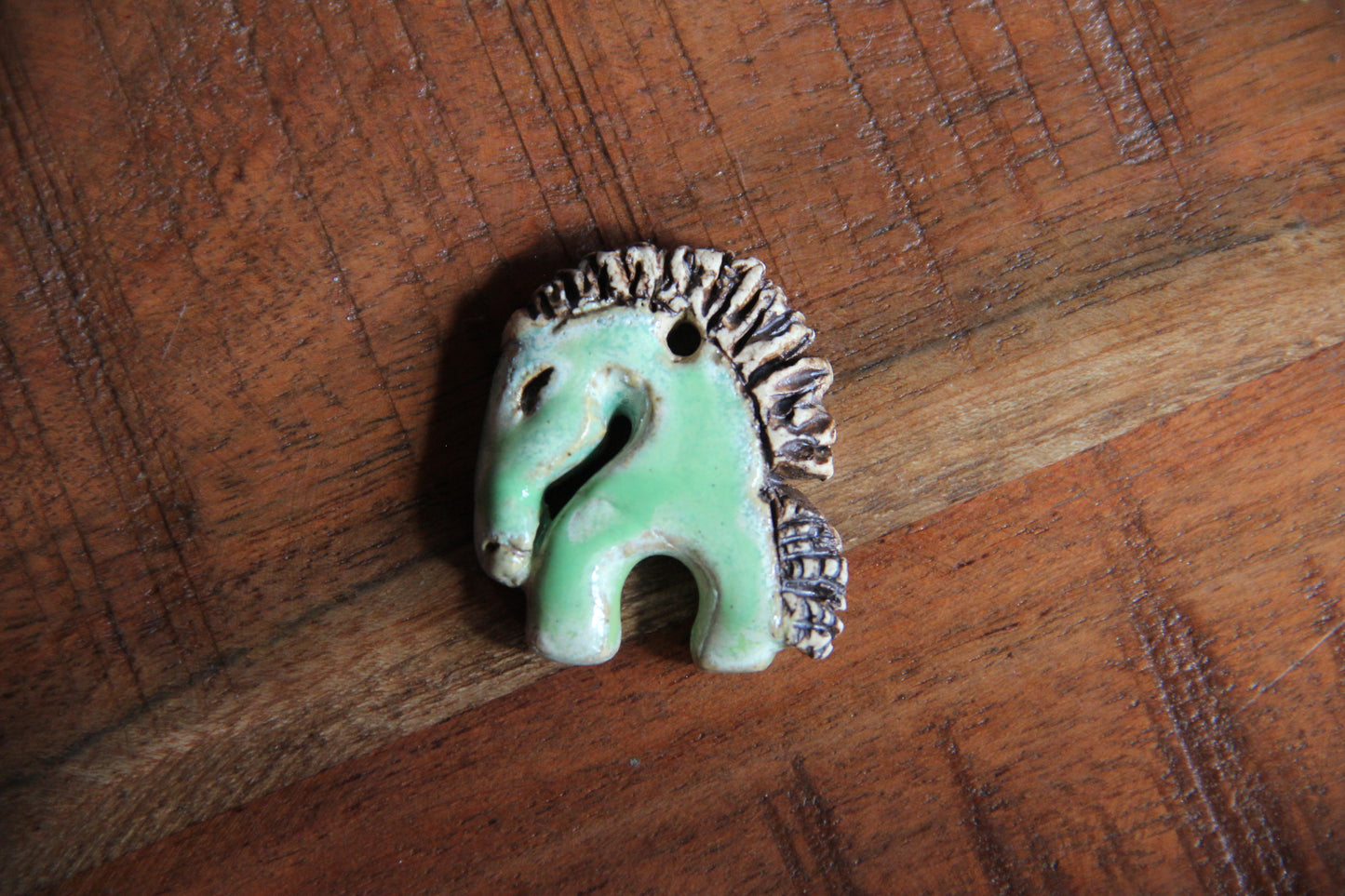 Horse Bothsided Stoneware Rustic Pendant