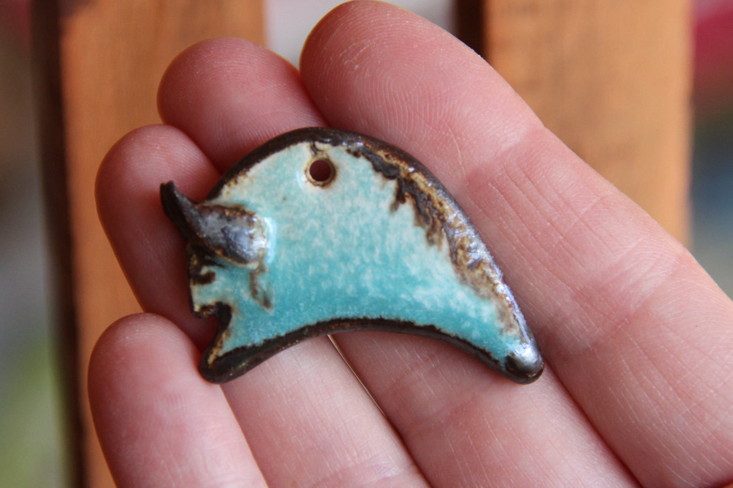 Buffalo / Bison - Bothsided Stoneware Rustic Pendant