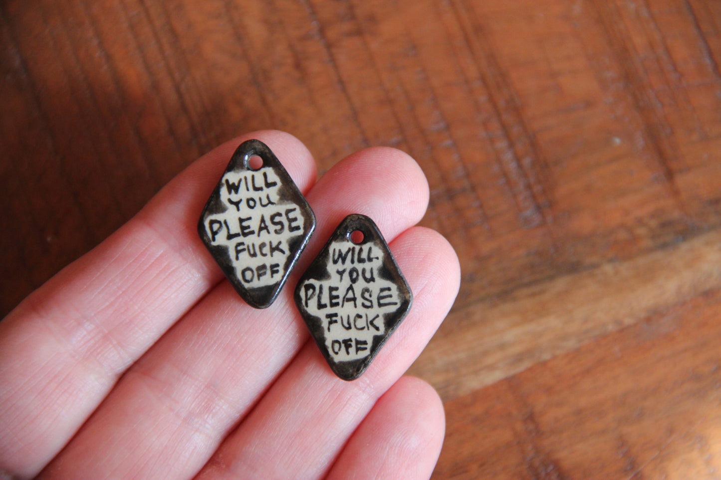 WILL YOU PLEASE... a pair of ceramic earring dangles / charms
