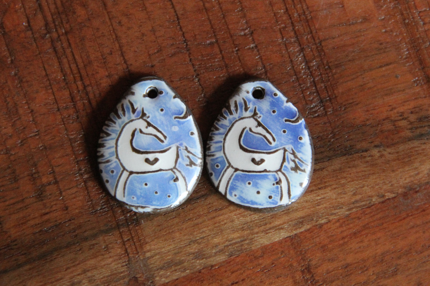 Horses - a pair of ceramic earring dangles