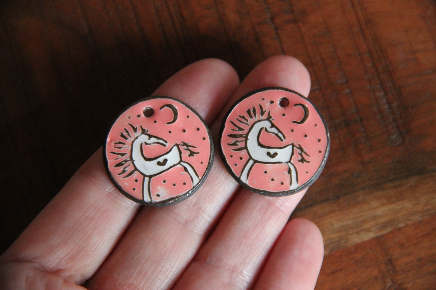 Horses - a pair of ceramic earring dangles
