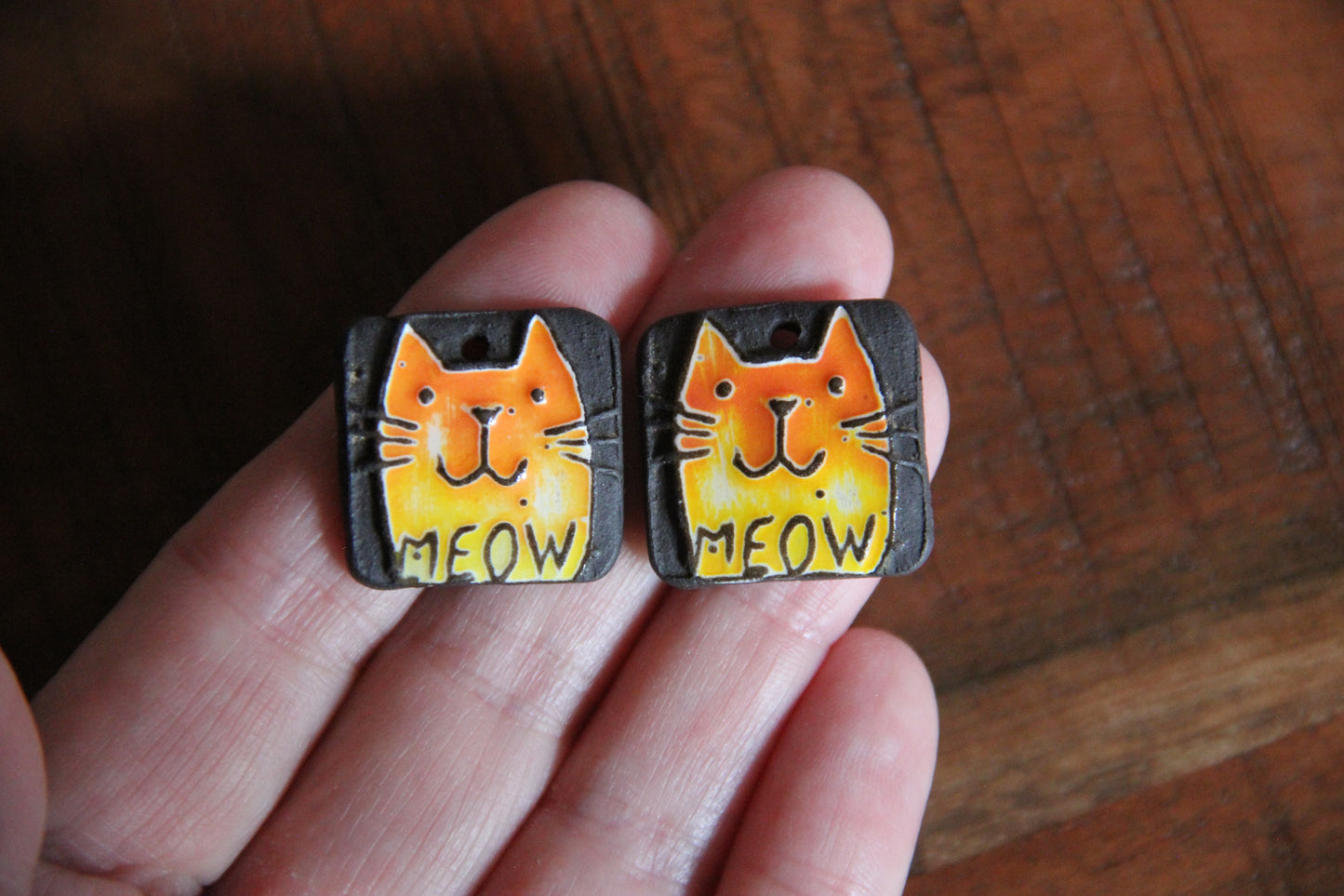 Kitty - ceramic earring dangles