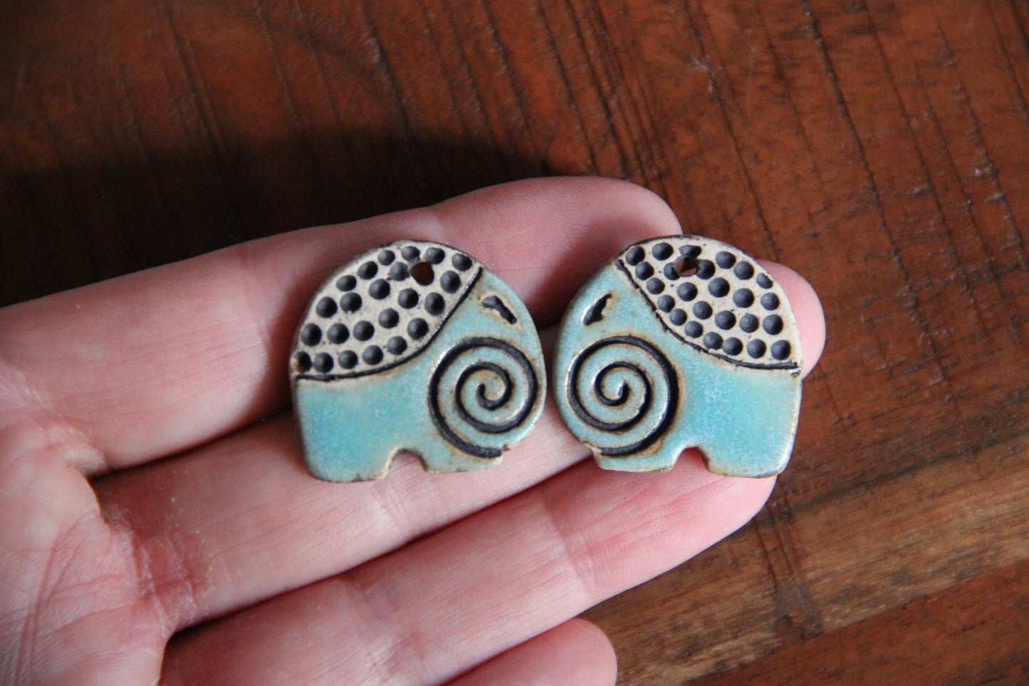 Elephants - ceramic earring dangles