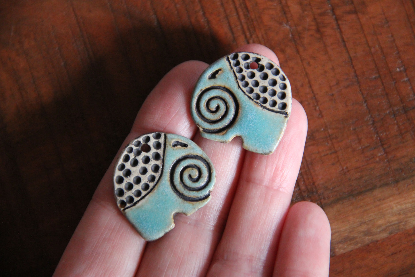 Elephants - ceramic earring dangles