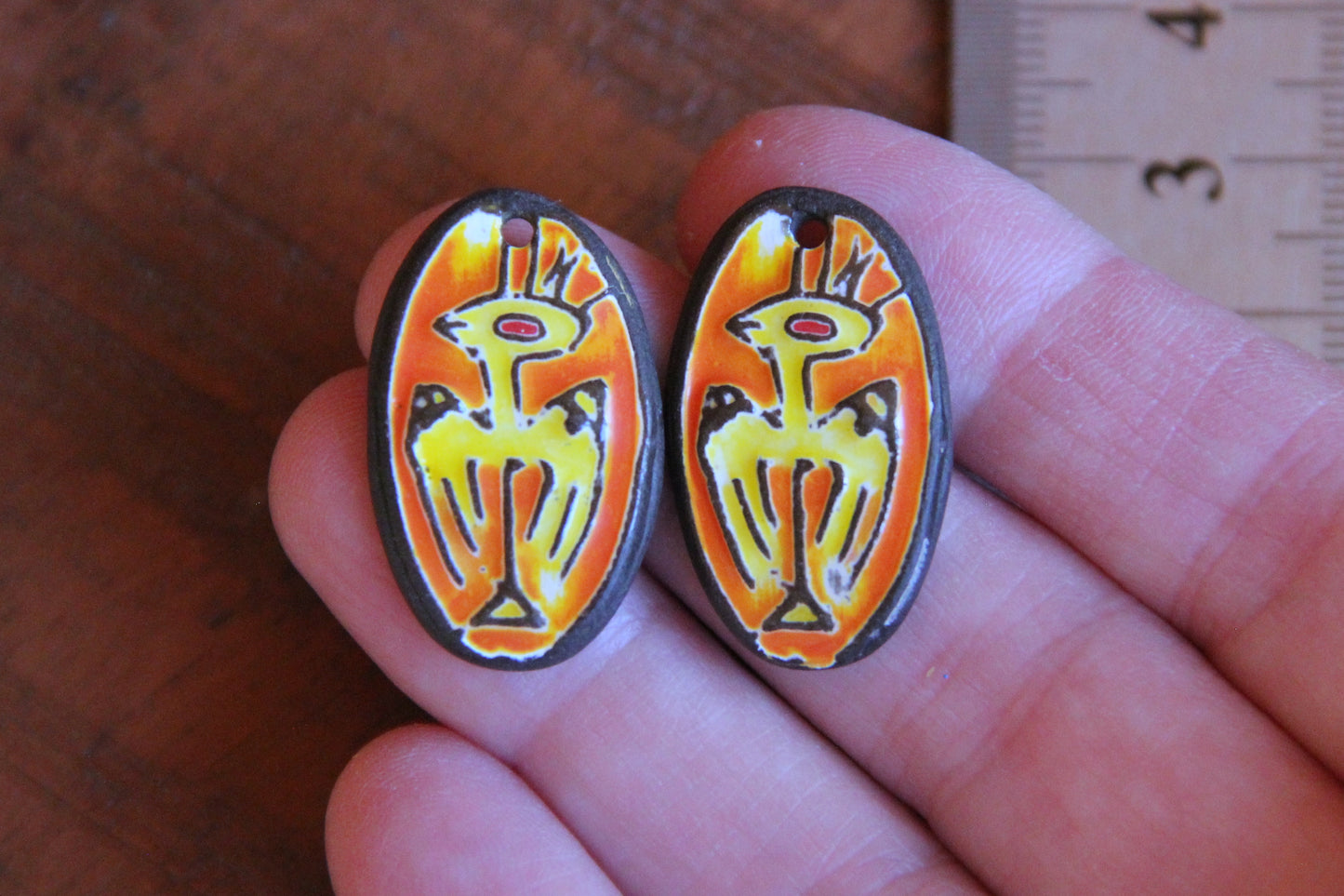 A pair of ceramic earring dangles