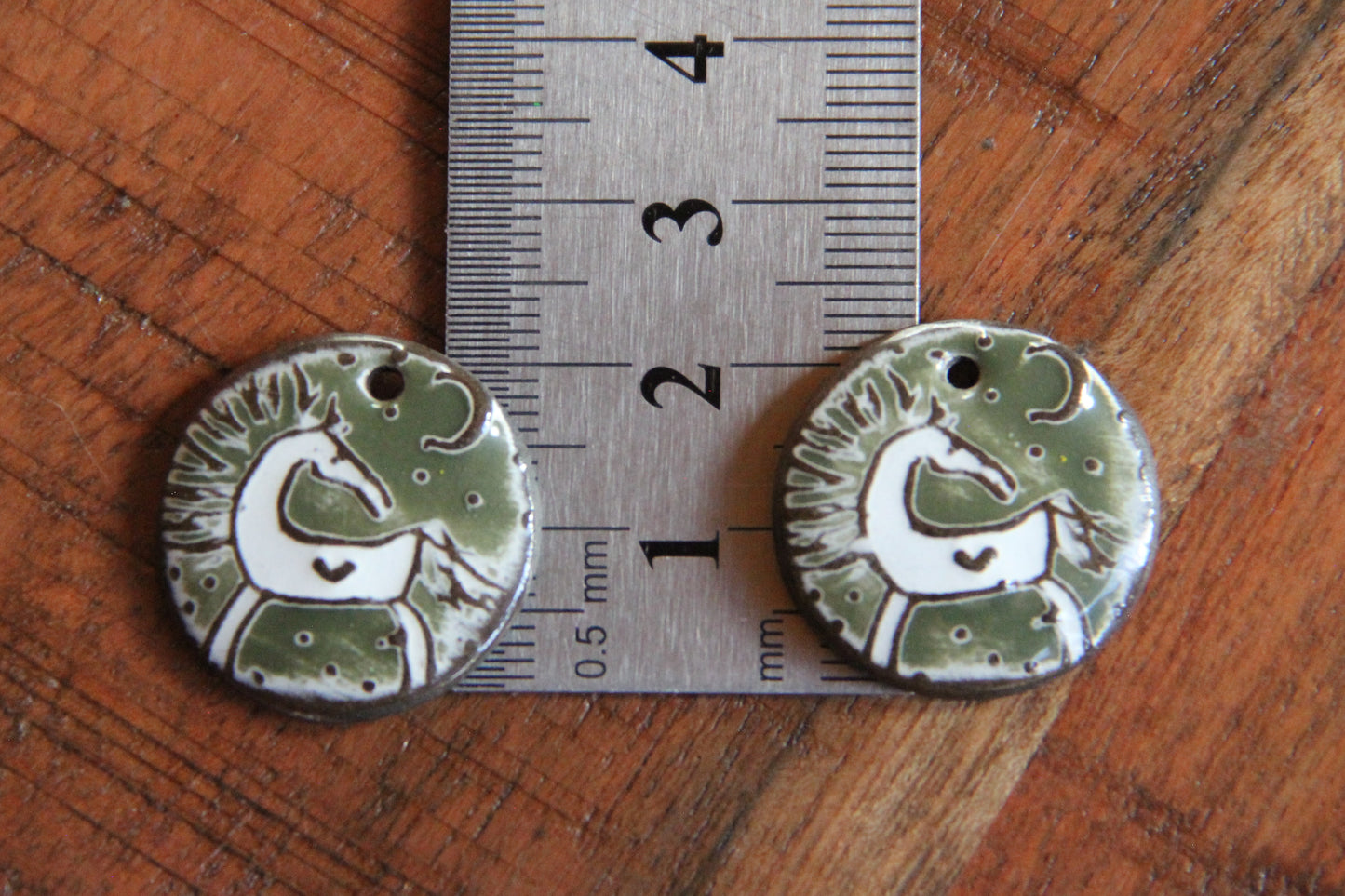Horses - a pair of ceramic earring dangles