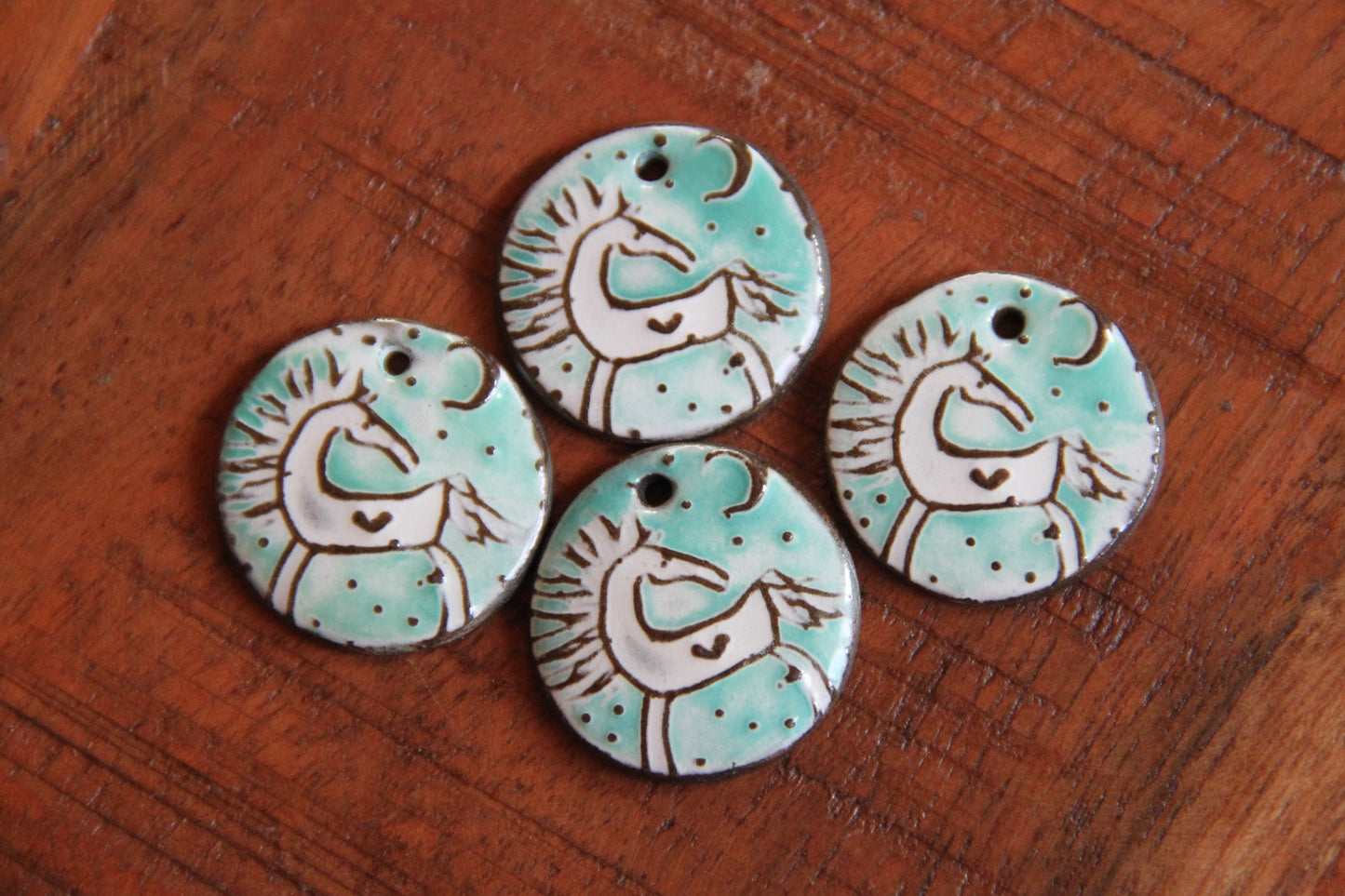 Horses - a pair of ceramic earring dangles