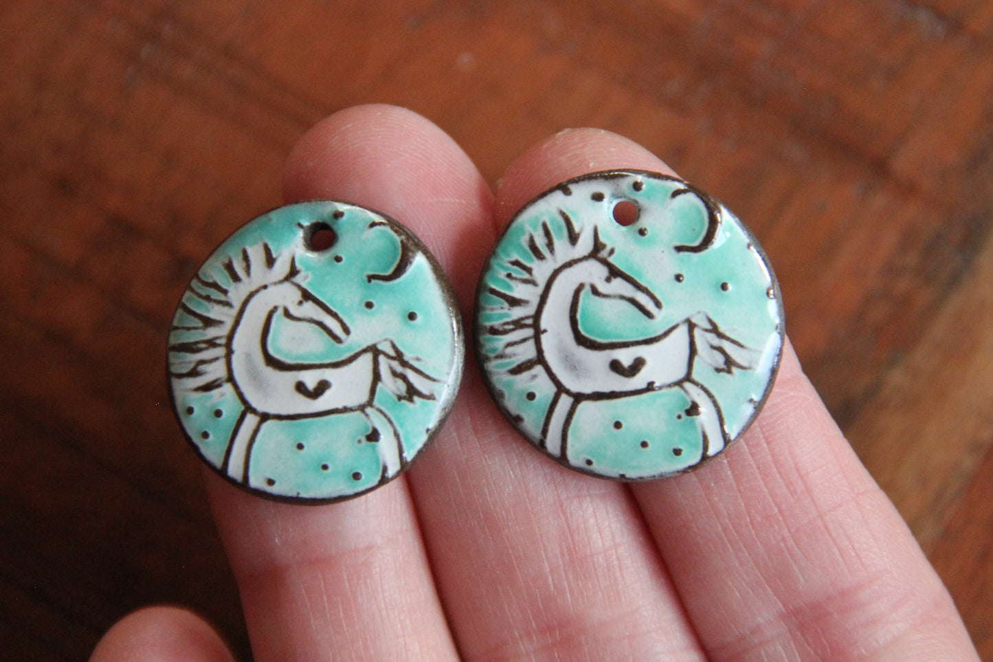 Horses - a pair of ceramic earring dangles
