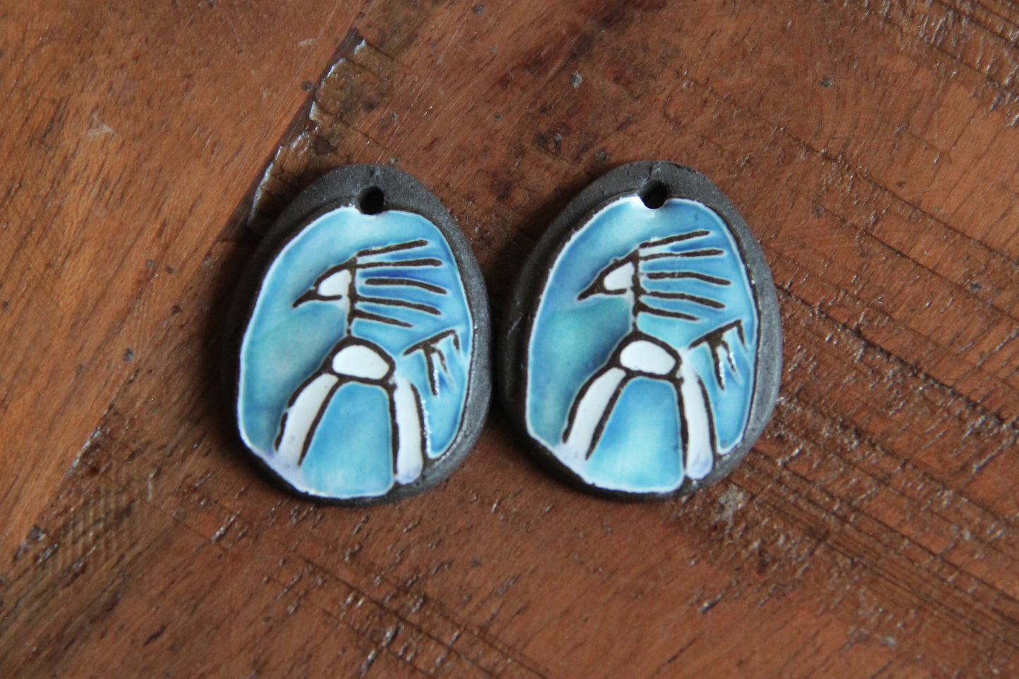 Horses - a pair of ceramic earring dangles