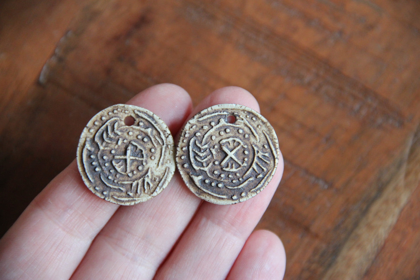 SALE - a pack of stoneware rustic beads / pendants