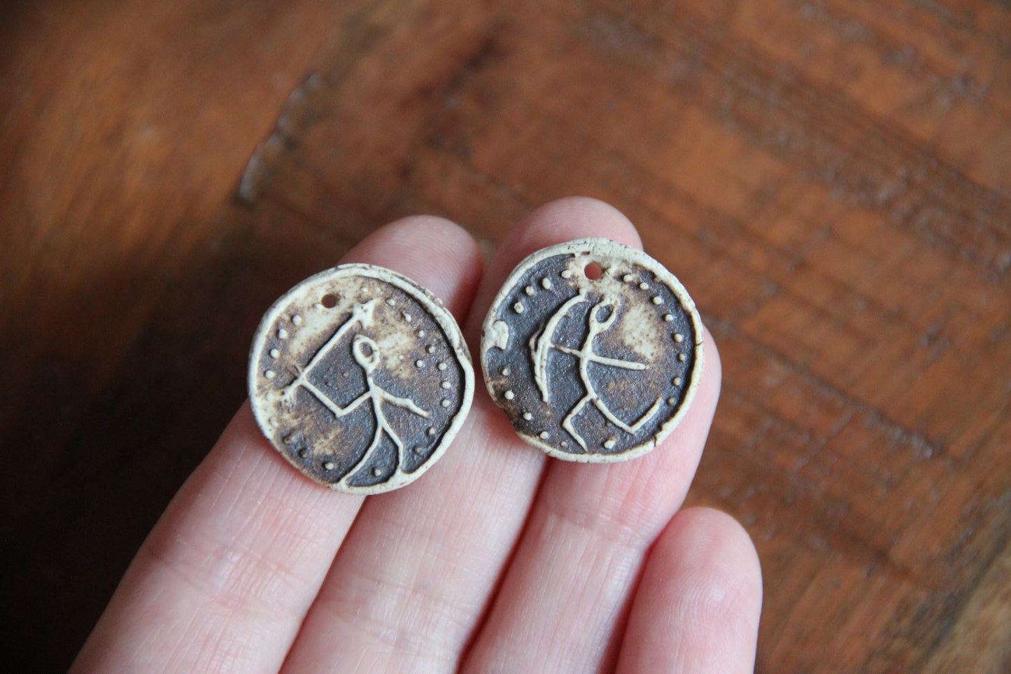 SALE - a pack of stoneware rustic beads / pendants