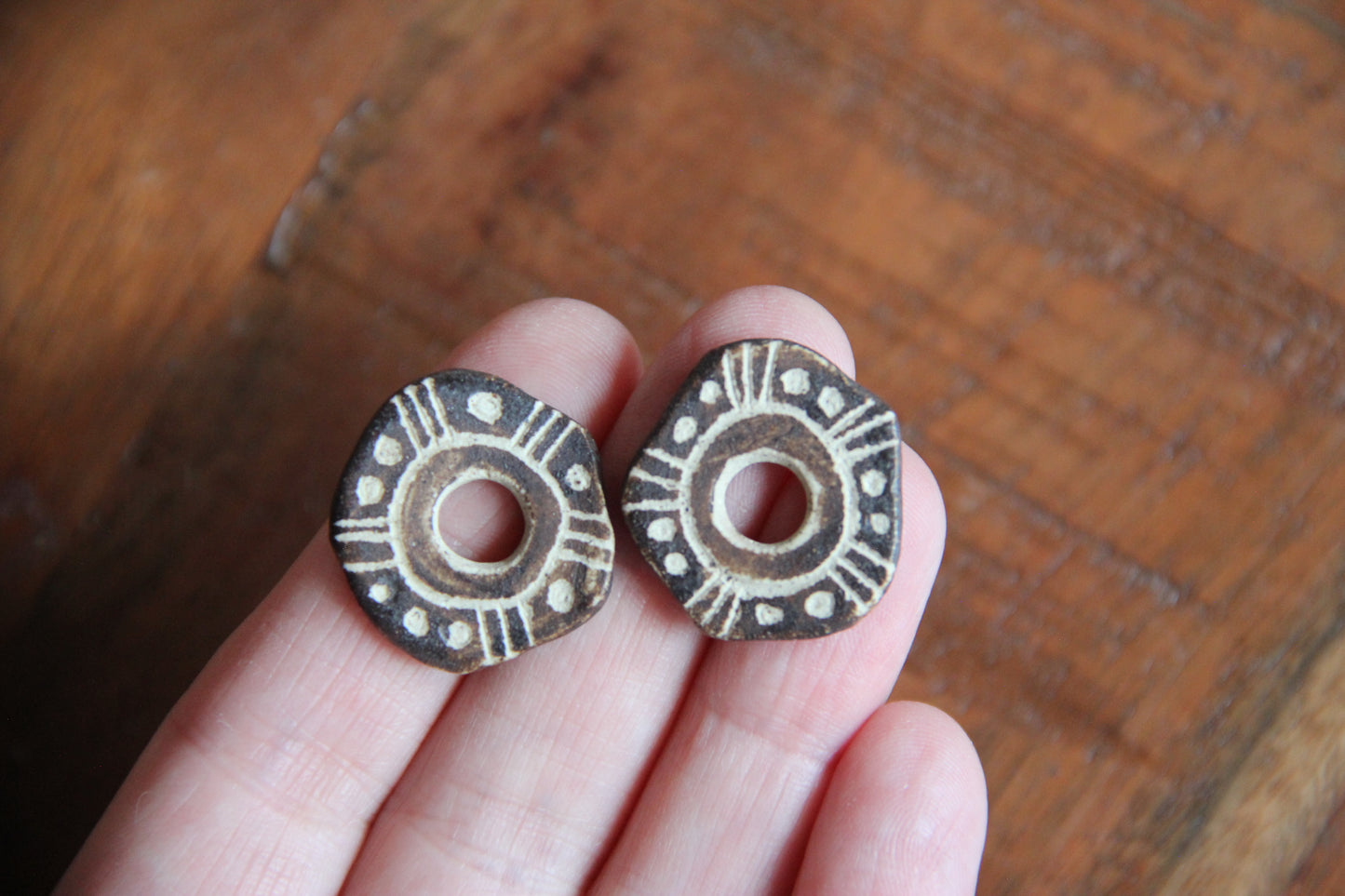 SALE - a pack of stoneware rustic beads / pendants