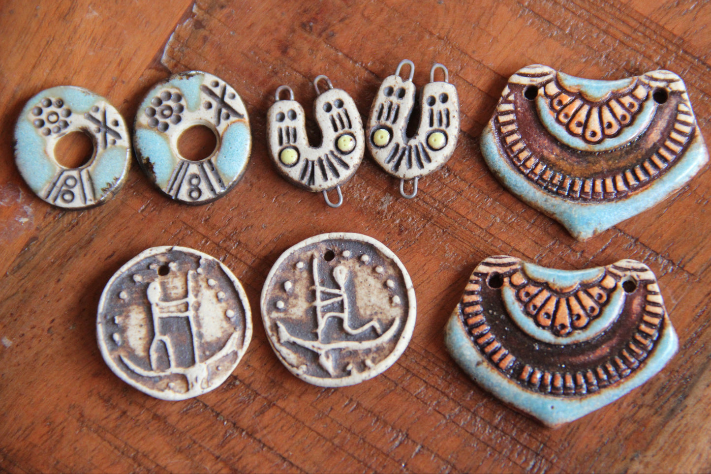 SALE - a pack of stoneware rustic beads / pendants