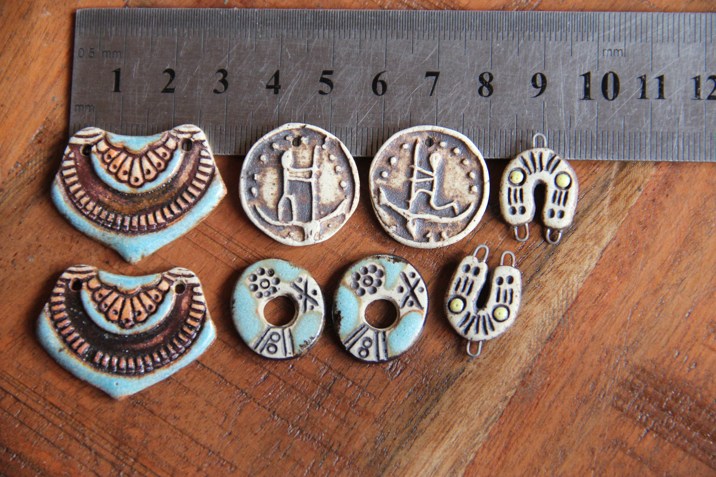 SALE - a pack of stoneware rustic beads / pendants