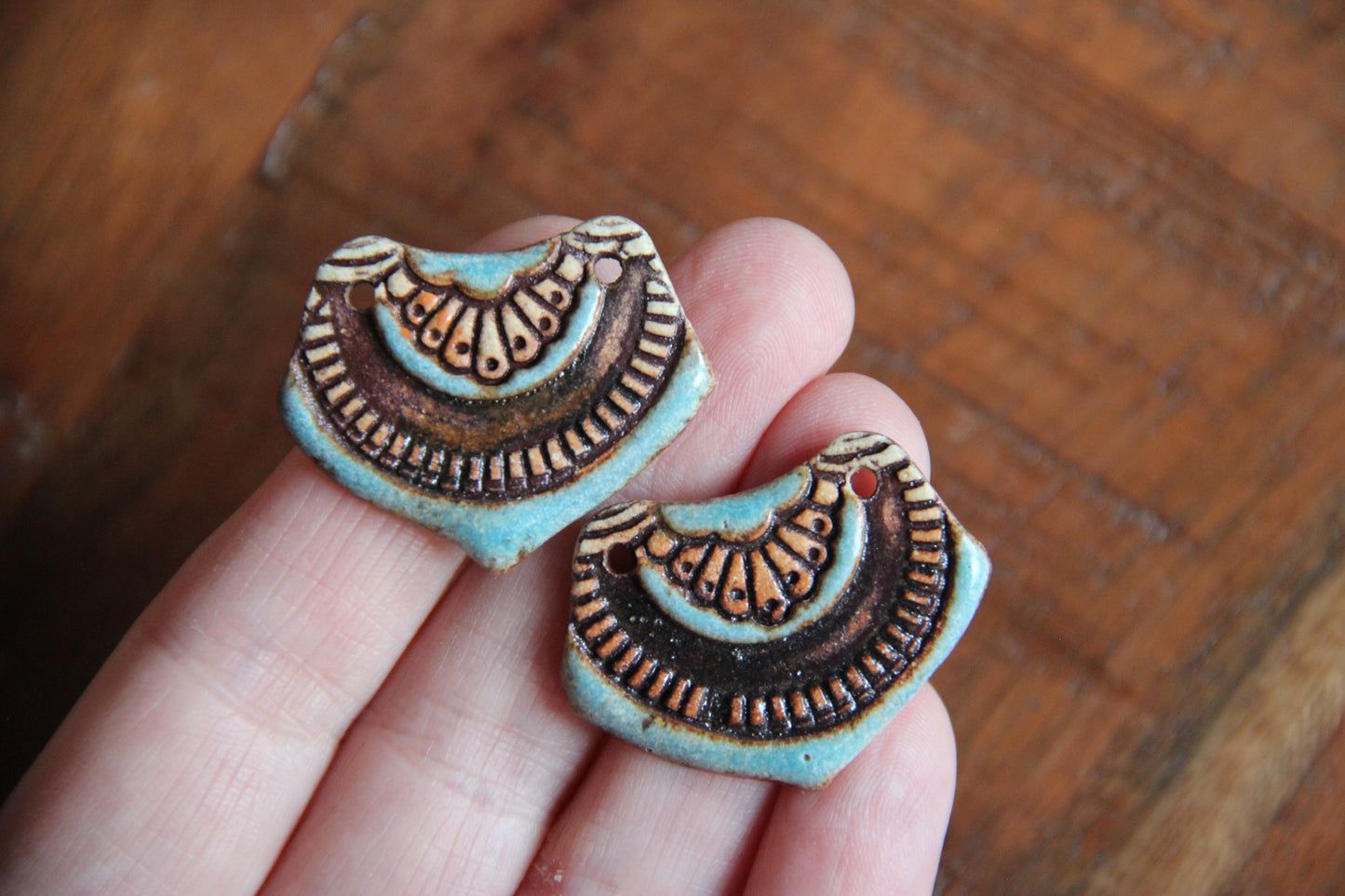 SALE - a pack of stoneware rustic beads / pendants