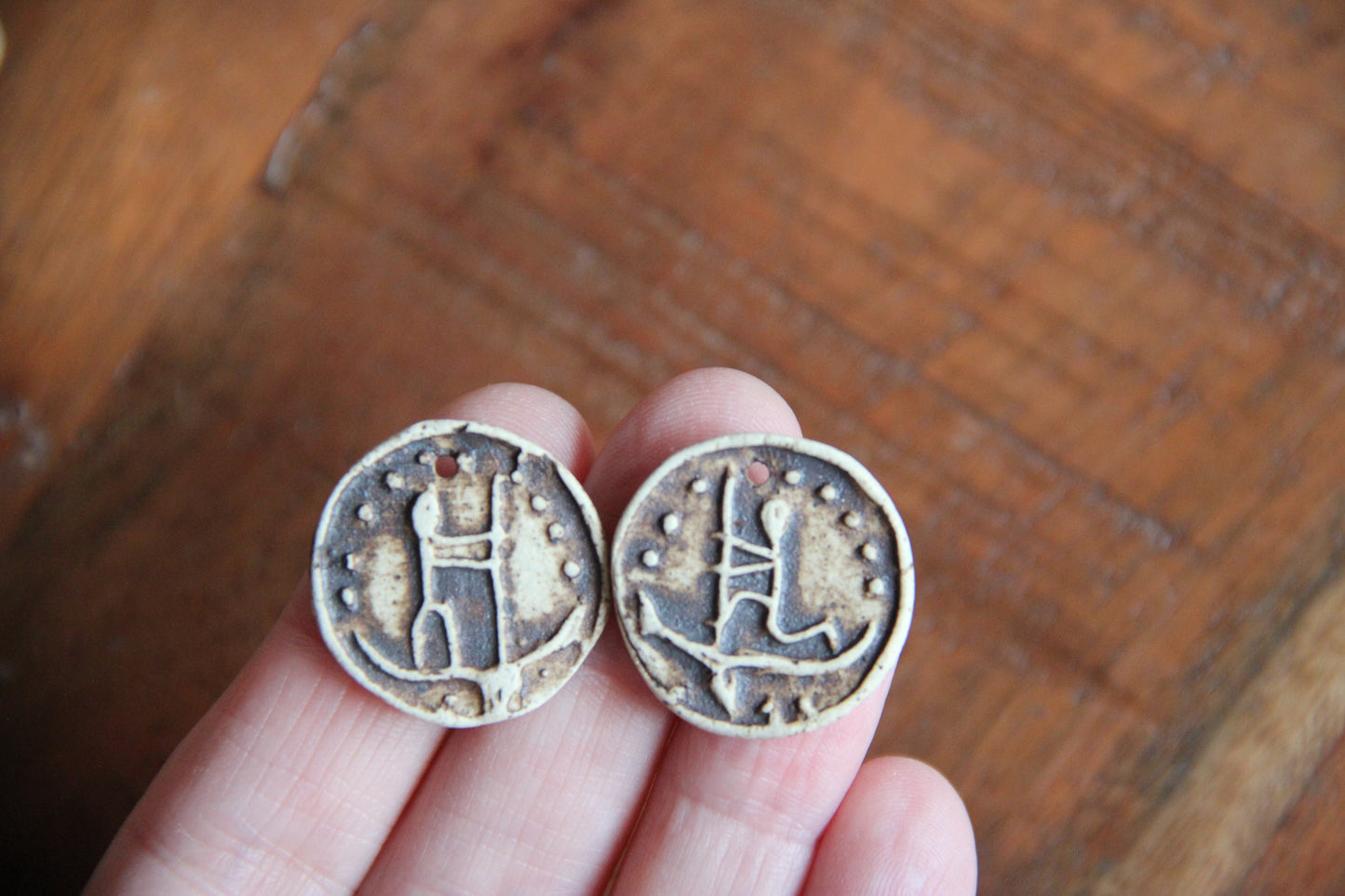 SALE - a pack of stoneware rustic beads / pendants
