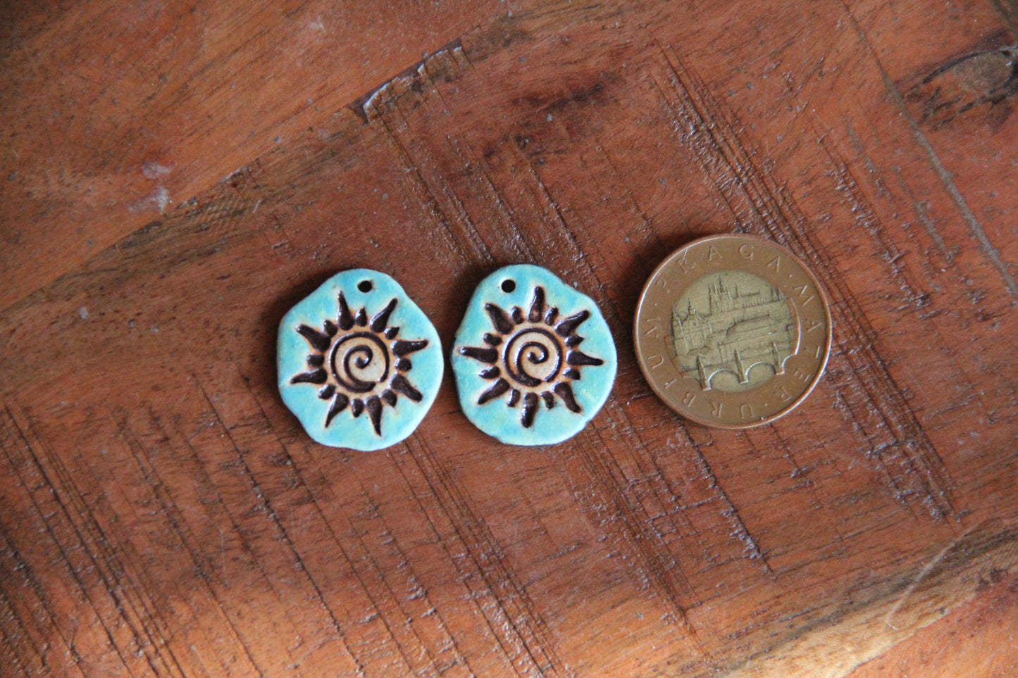 Rustic pair - ceramic earring dangles