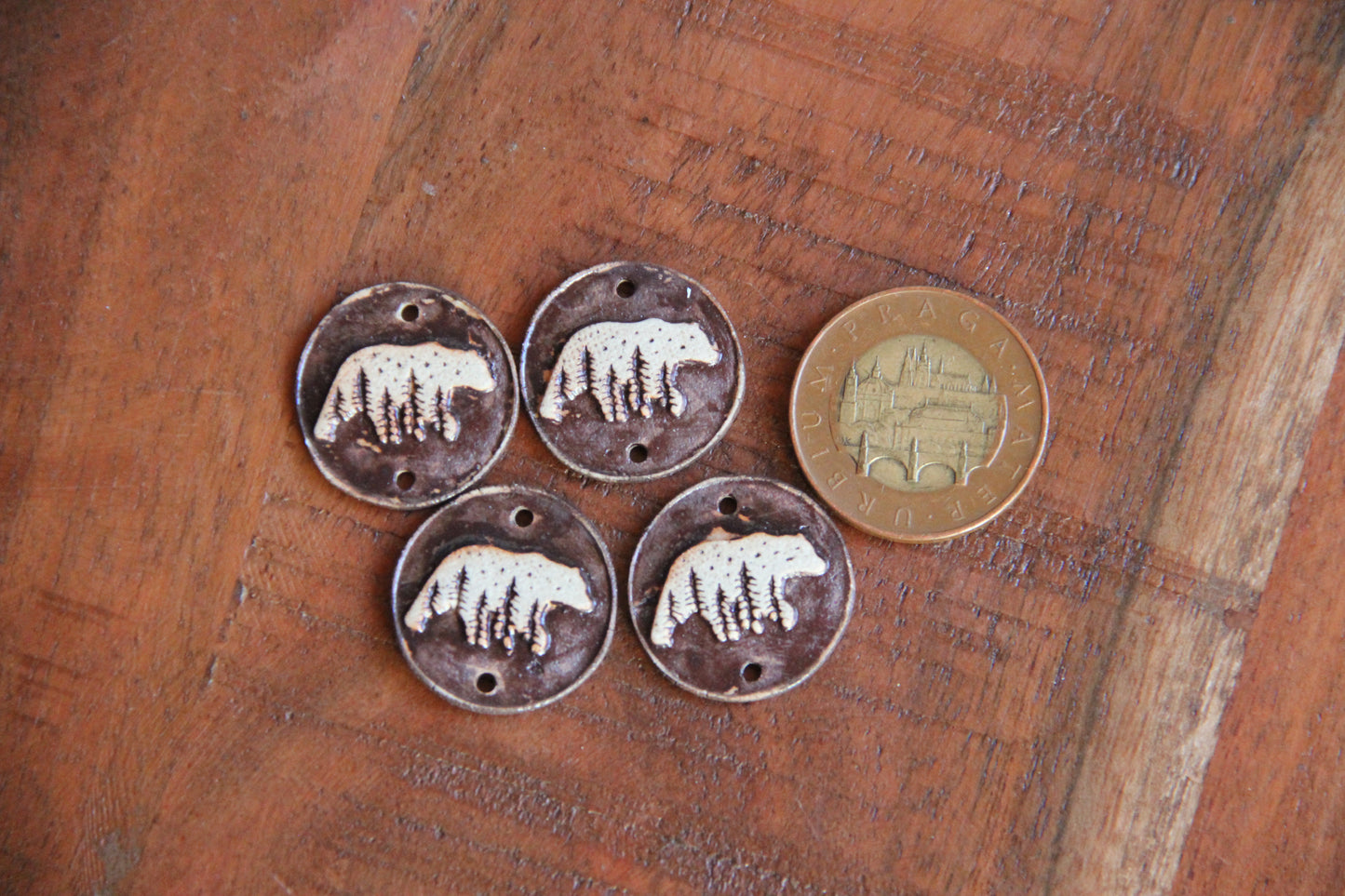 Rustic BEARS - ceramic earring CONNECTORS