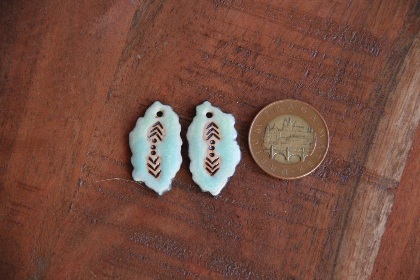 Rustic pair, organic shape - ceramic earring dangles