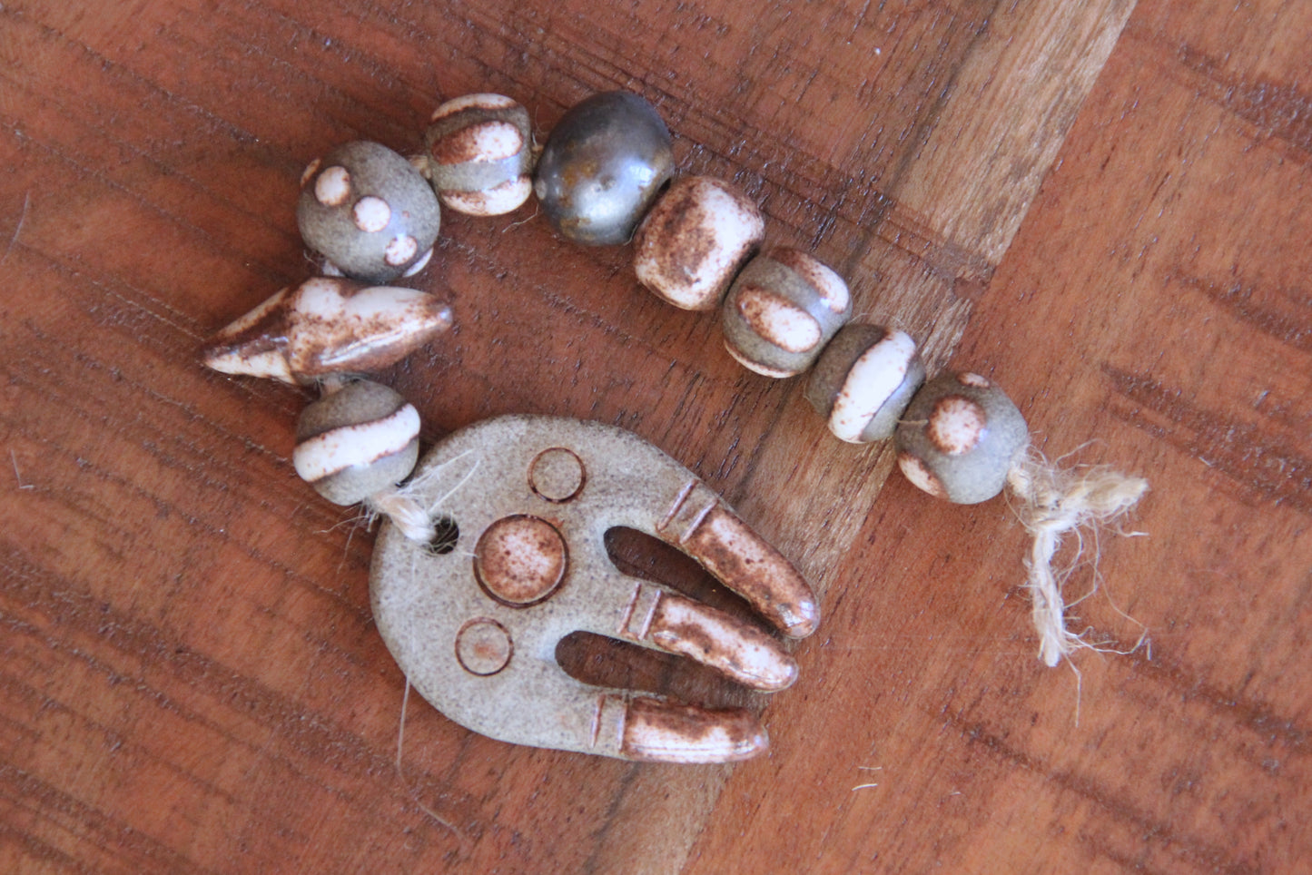 SET of 9 beads and a pendant. rustic earthy stoneware BEADS