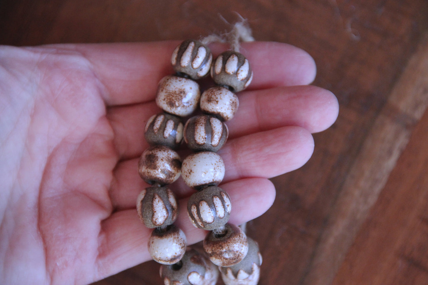 SET of 8 rustic earthy stoneware BEADS