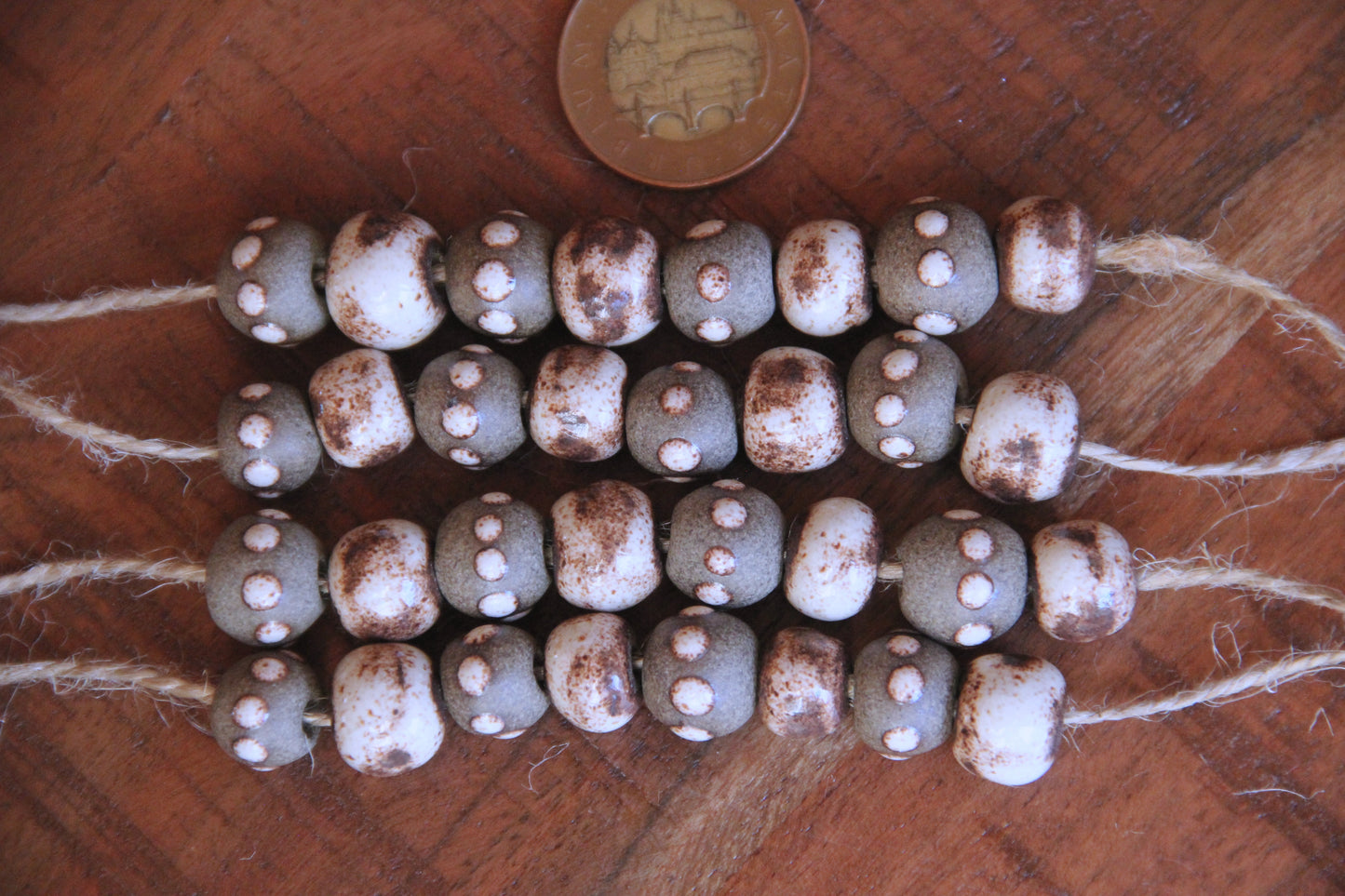 SET of 8 rustic earthy stoneware BEADS