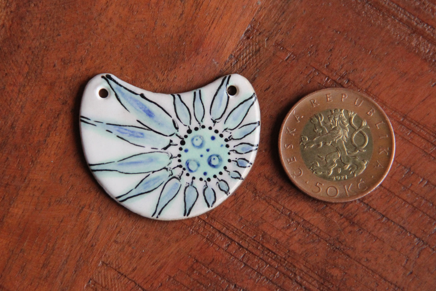 FLOWER abstract... ceramic FOCAL PENDANT