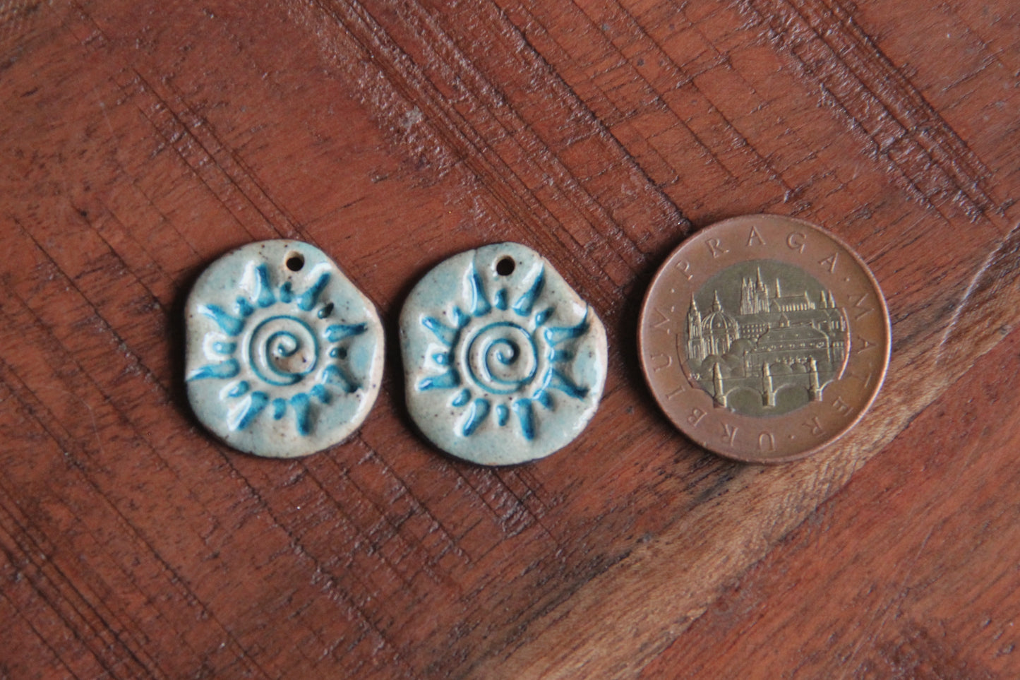 Blue Sun odd shaped earrings... rustic pair