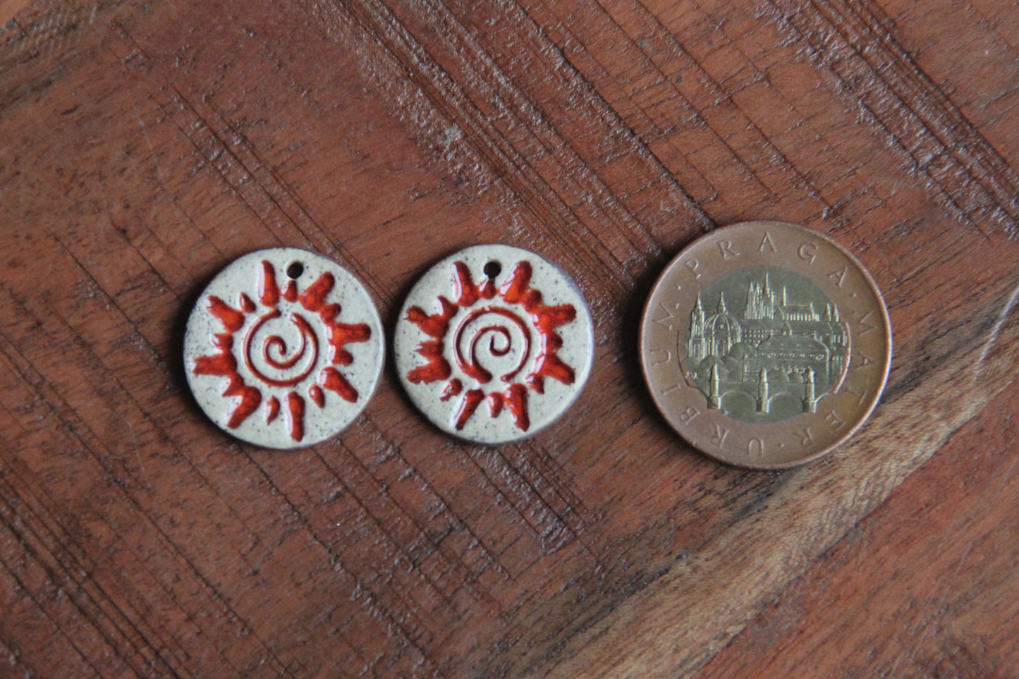 Sun earrings... rustic pair