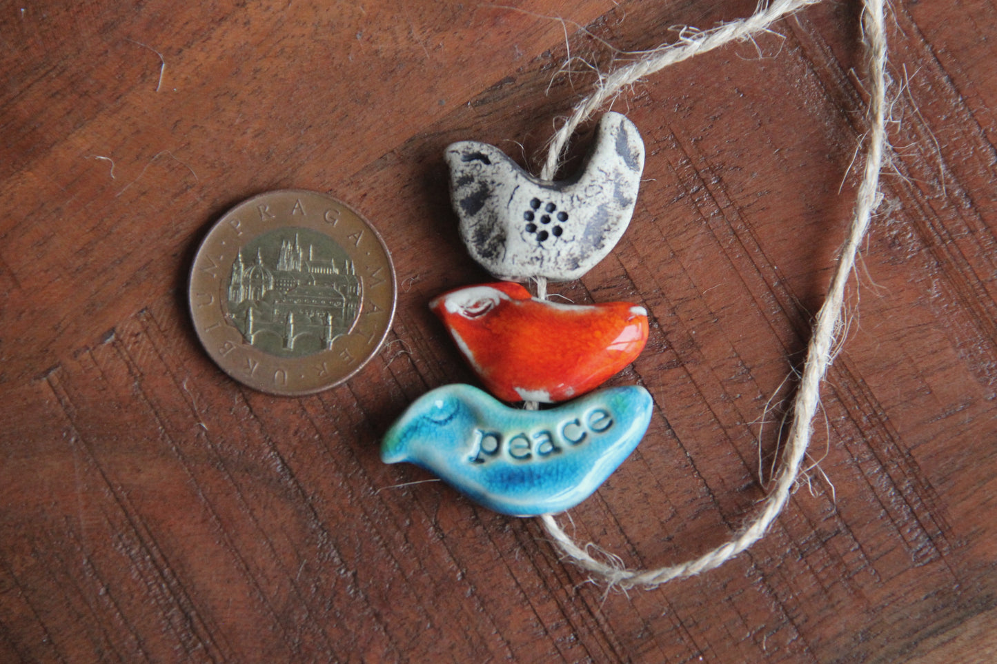 SET of 3 BIRDS... rustic earthy stoneware birds