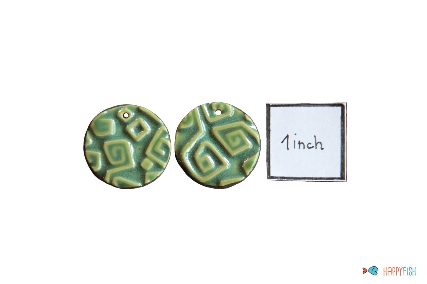 Green ceramic earring beads