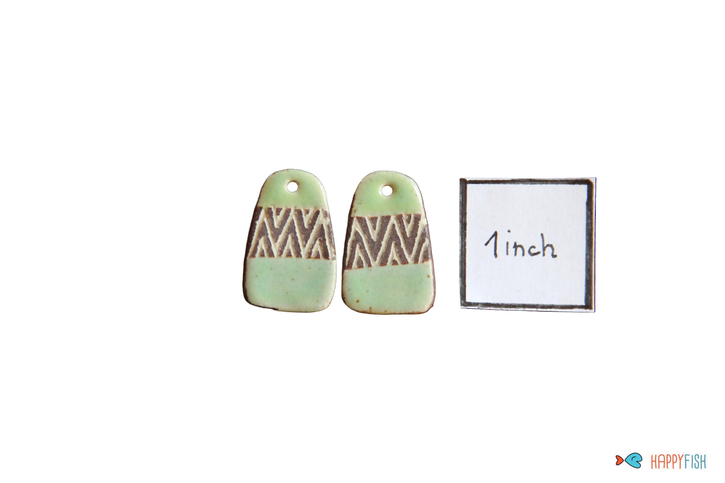 Flat rustic ceramic earring dangles