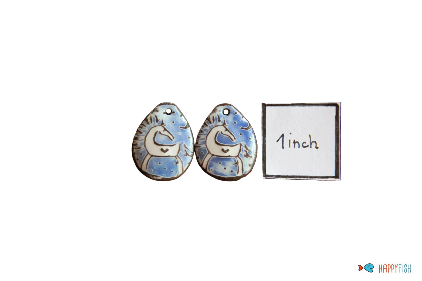 White horses - a pair of ceramic earring dangles