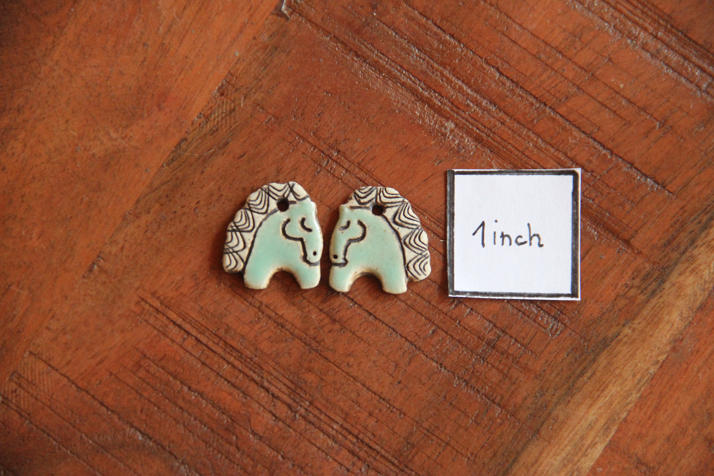 Horses Light Green Earring Pair