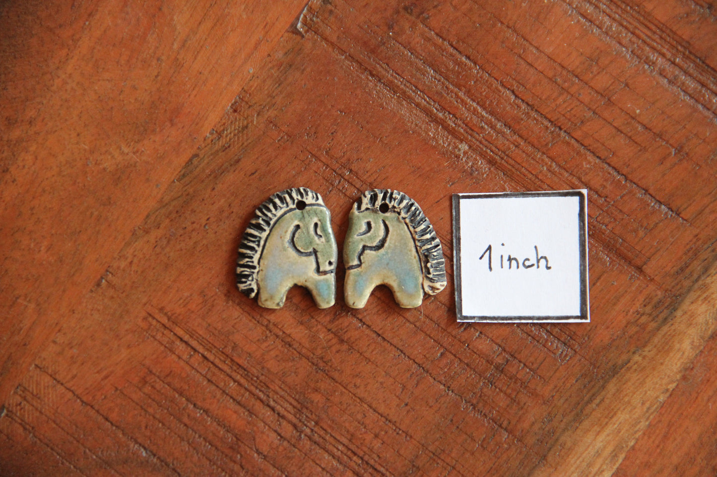 Horses Rustic Stoneware Earring Pair