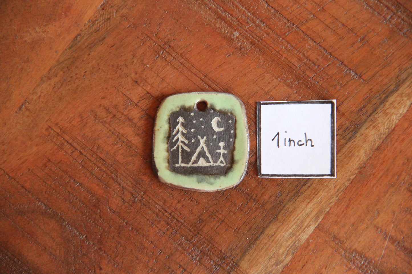 Camping... Rustic Stoneware Pendant
