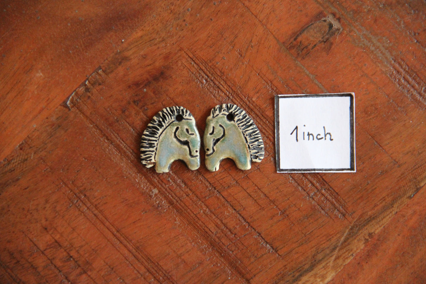 Horses Rustic Stoneware Earring Pair