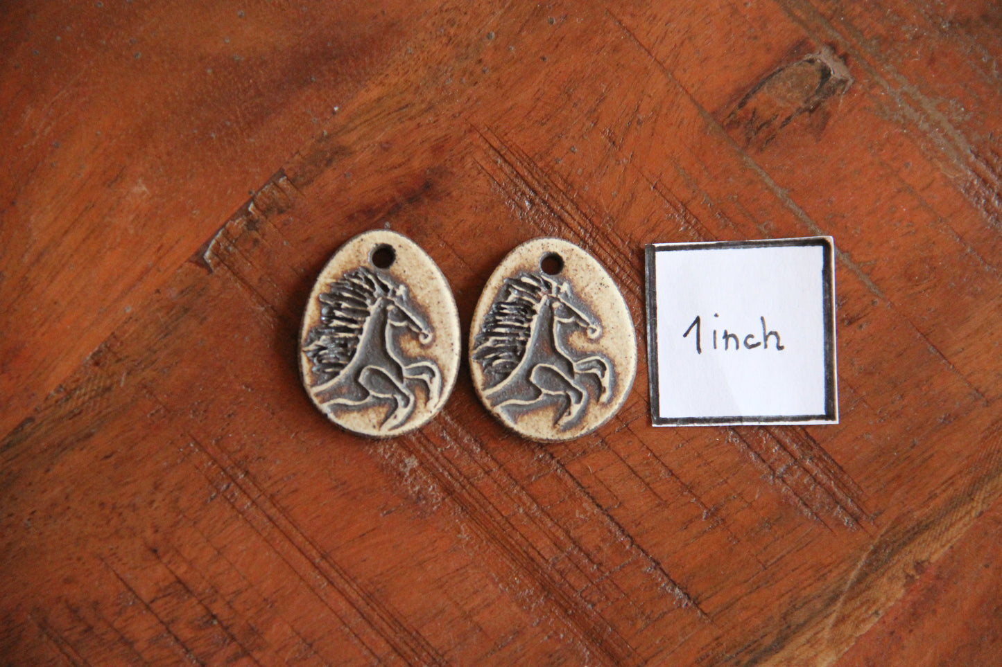 Horses... rustic pair of ceramic earring dangles