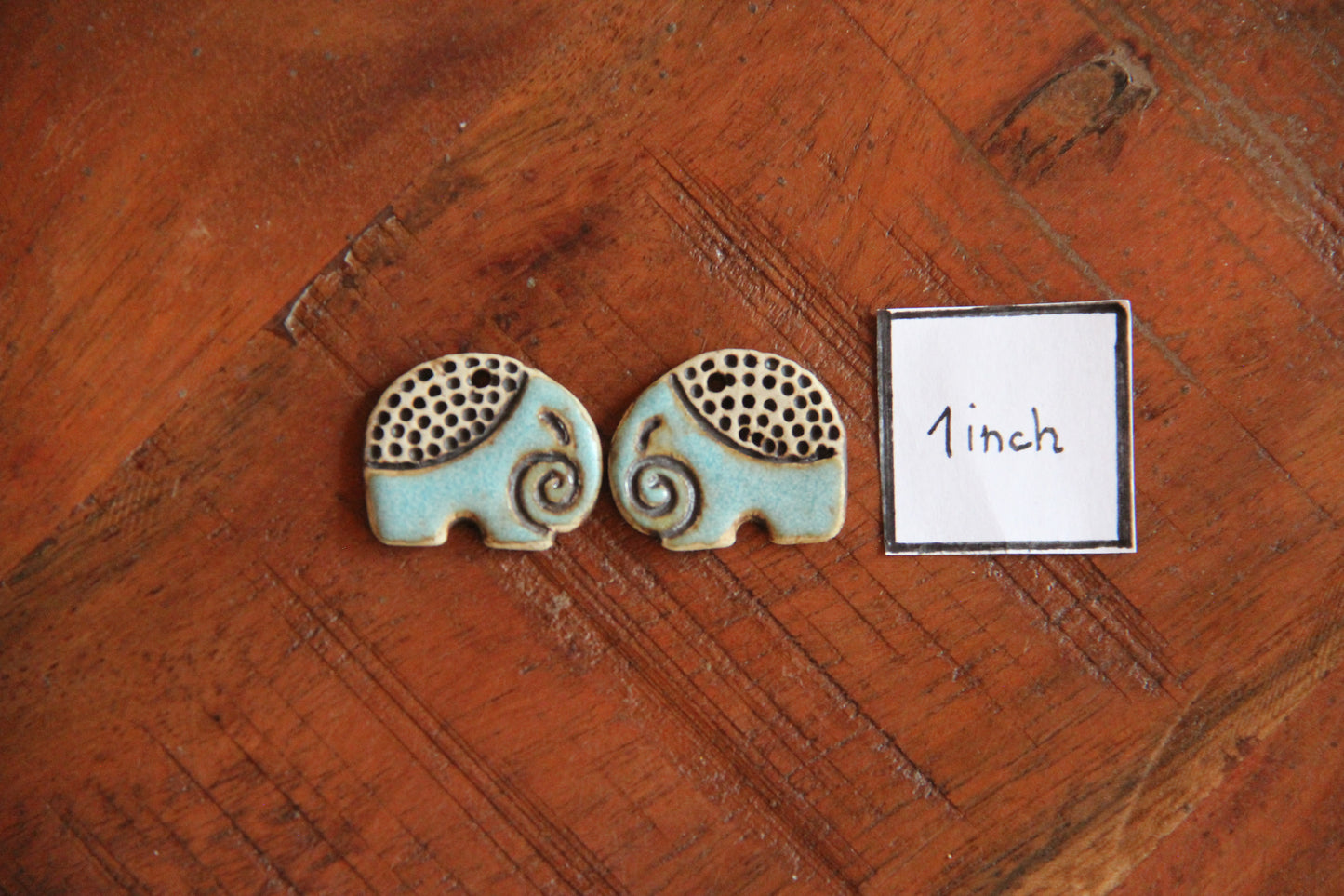 Elephants - ceramic earring dangles