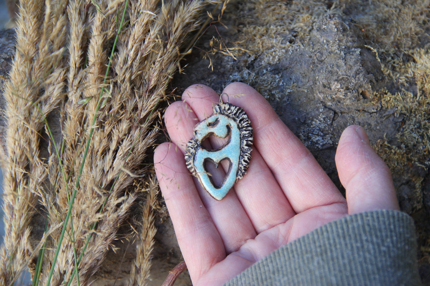 Horse with a Heart - Stoneware Rustic Pendant