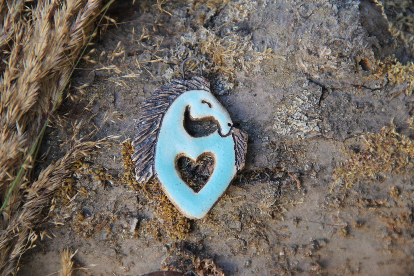 Horse with a Heart - Stoneware Rustic Pendant