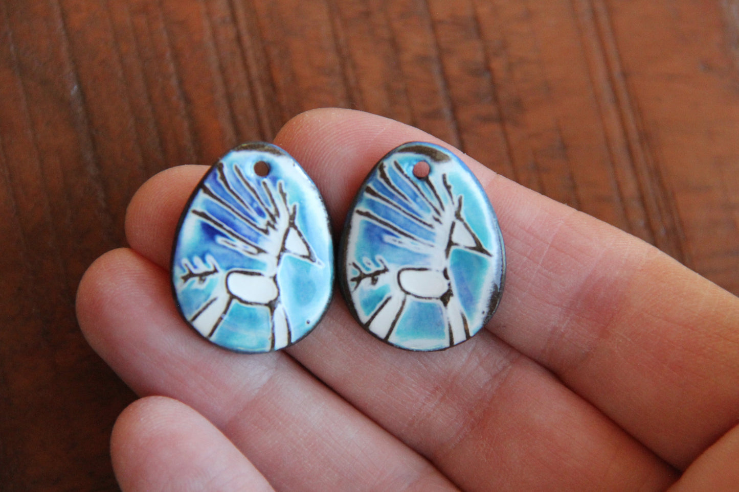 Horses - a pair of ceramic earring dangles
