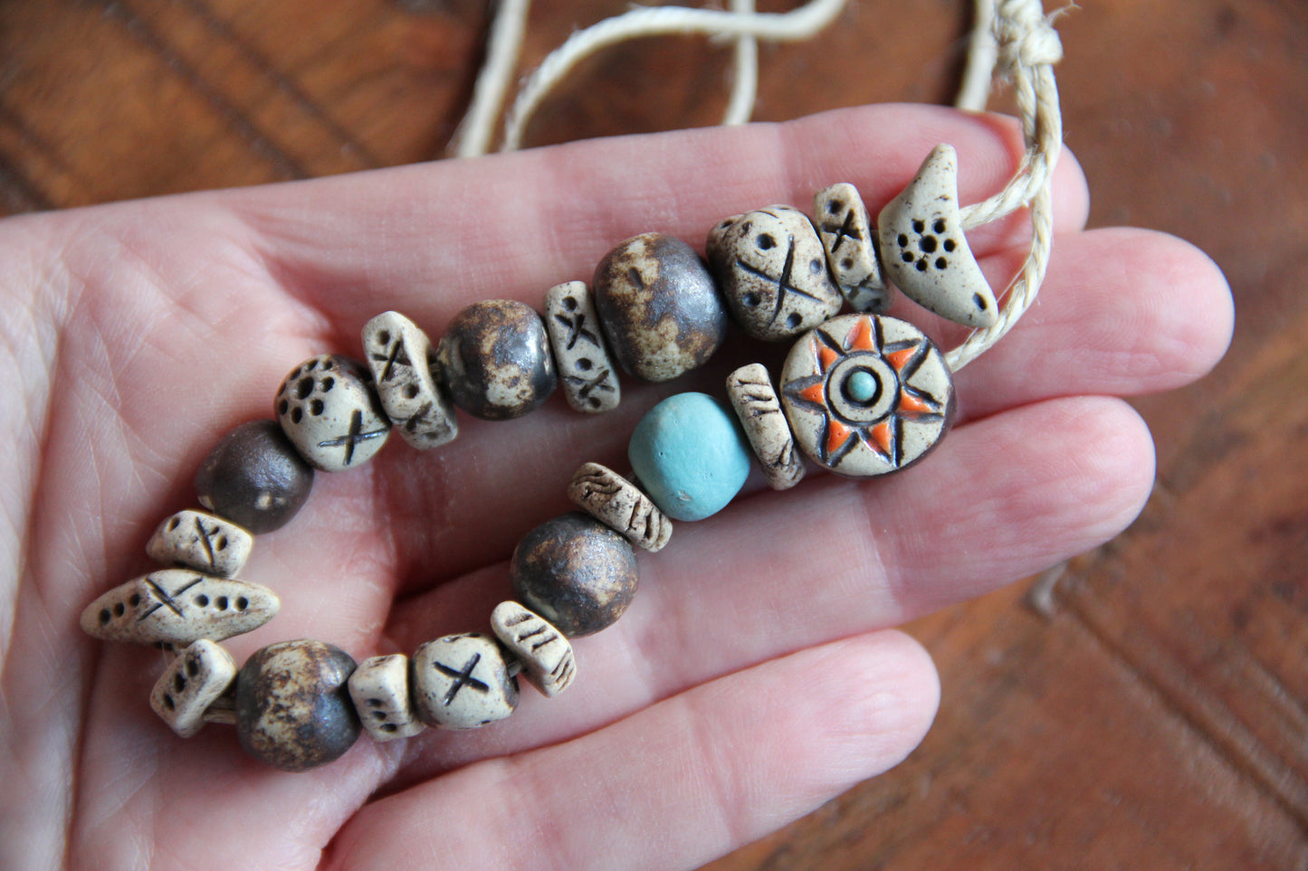 Set of rustic stoneware beads