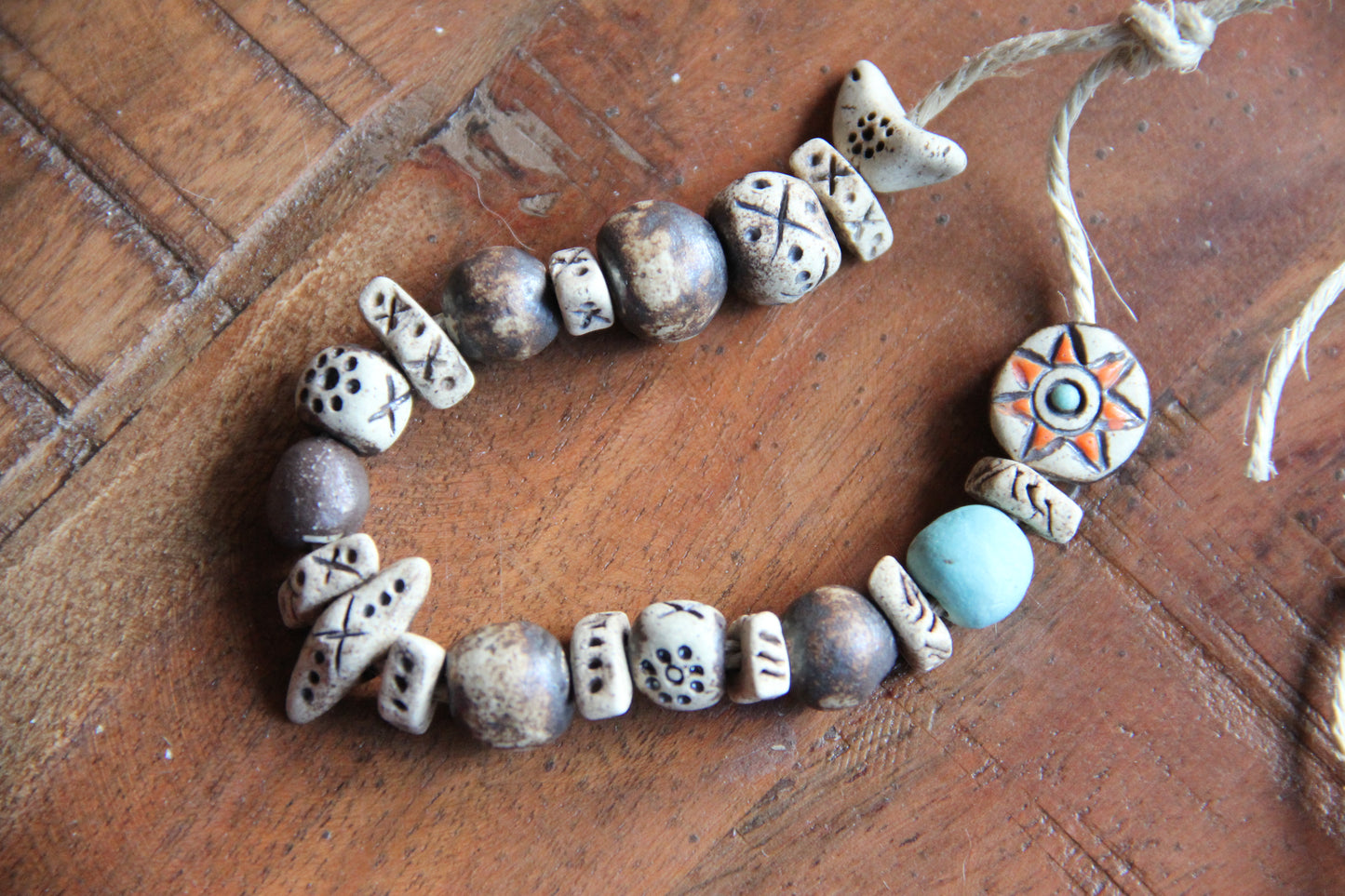 Set of rustic stoneware beads