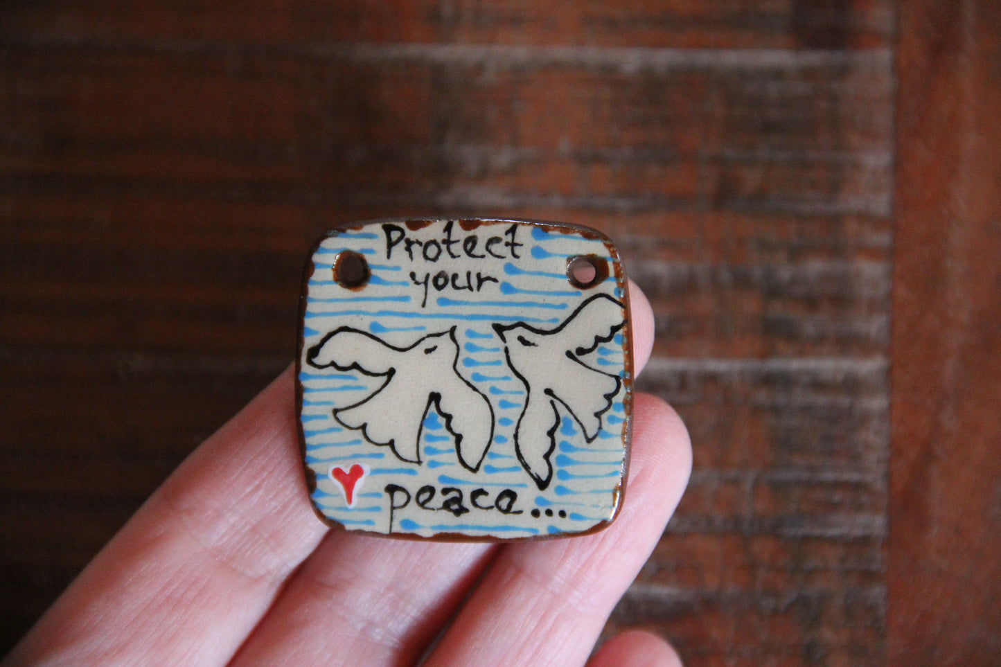 PROTECT YOUR PEACE ceramic focal pendant