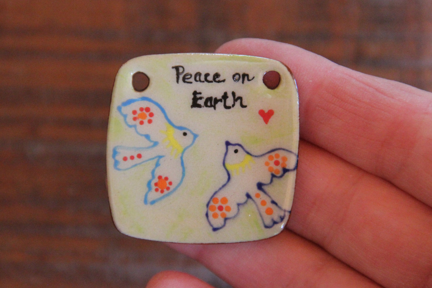 PEACE ON EARTH ceramic focal pendant
