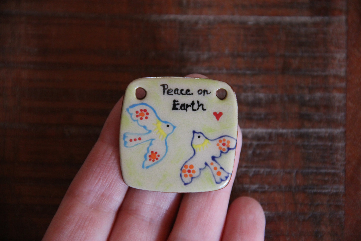 PEACE ON EARTH ceramic focal pendant
