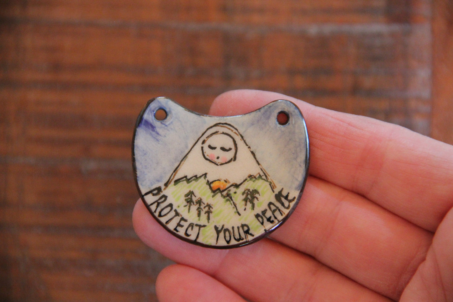 PROTECT YOUR PEACE ceramic focal pendant